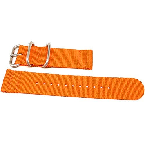 Da Luca Two Piece Ballistic Nylon Watch Strap - Orange (Matte Buckle) : 20mm - Image 1