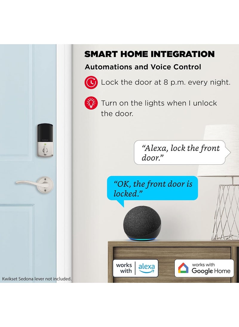 Kwikset - Kwikset Halo WiFi Smart Lock Keyless Entry Door Deadbolt Geofence AutoUnlock Grade AAA Certified No Hub Easy Install Satin Nickel Lifetime Finish Warranty Backlit Keypad - Image 1
