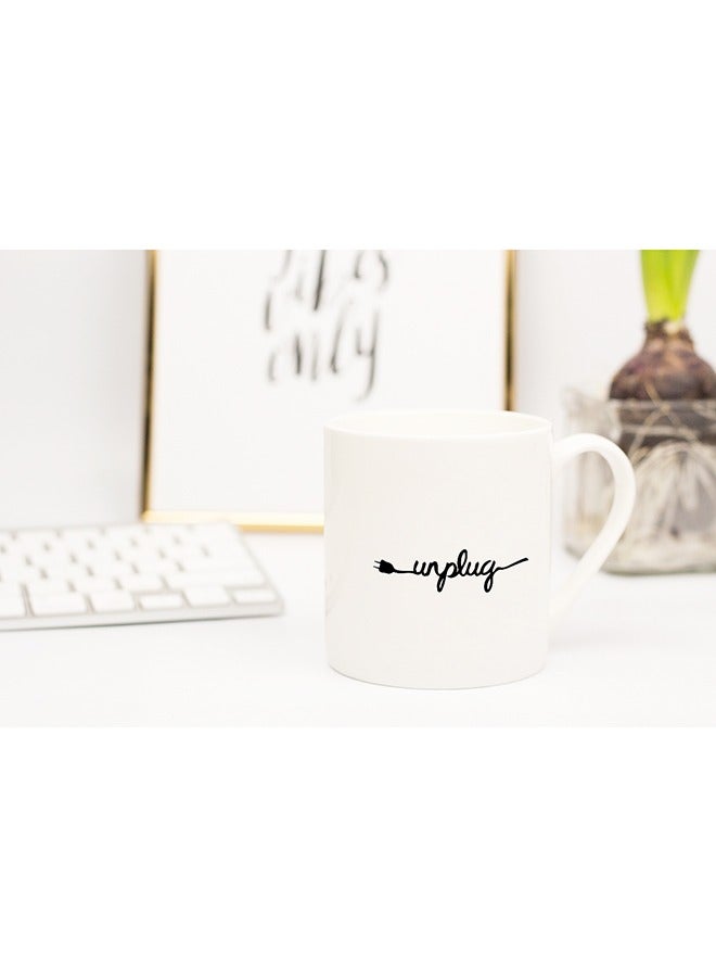LIT Unplug Ceramic White Coffee Mug - Image 2