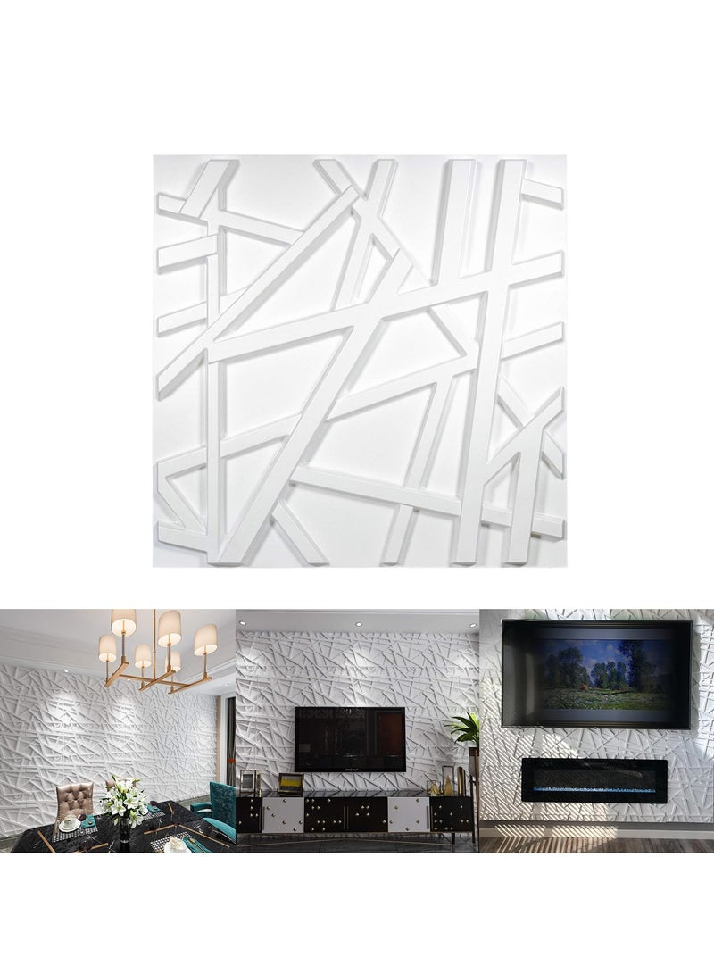 12 قطعة من لوحات الحائط الزخرفية ثلاثية الأبعاد لوحات الحائط ثلاثية الأبعاد لوحة حائط ثلاثية الأبعاد من مادة البولي فينيل كلوريد بتصميم مخطط لوحات حائط ثلاثية الأبعاد منقوشة للديكور الداخلي للحائط 50 * 50 سم باللون الأبيض غير اللامع - Image 1