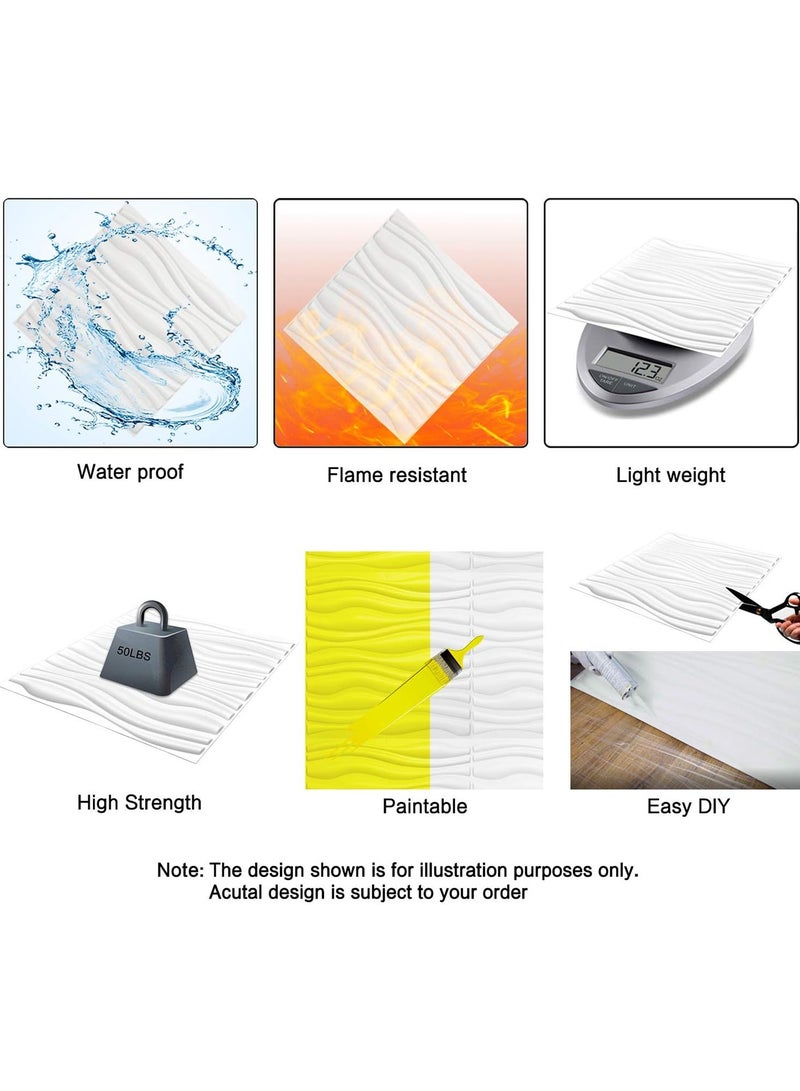 12 قطعة من لوحات الحائط الزخرفية ثلاثية الأبعاد لوحات الحائط ثلاثية الأبعاد لوحة حائط ثلاثية الأبعاد من مادة البولي فينيل كلوريد بتصميم مخطط لوحات حائط ثلاثية الأبعاد منقوشة للديكور الداخلي للحائط 50 * 50 سم باللون الأبيض غير اللامع - Image 4