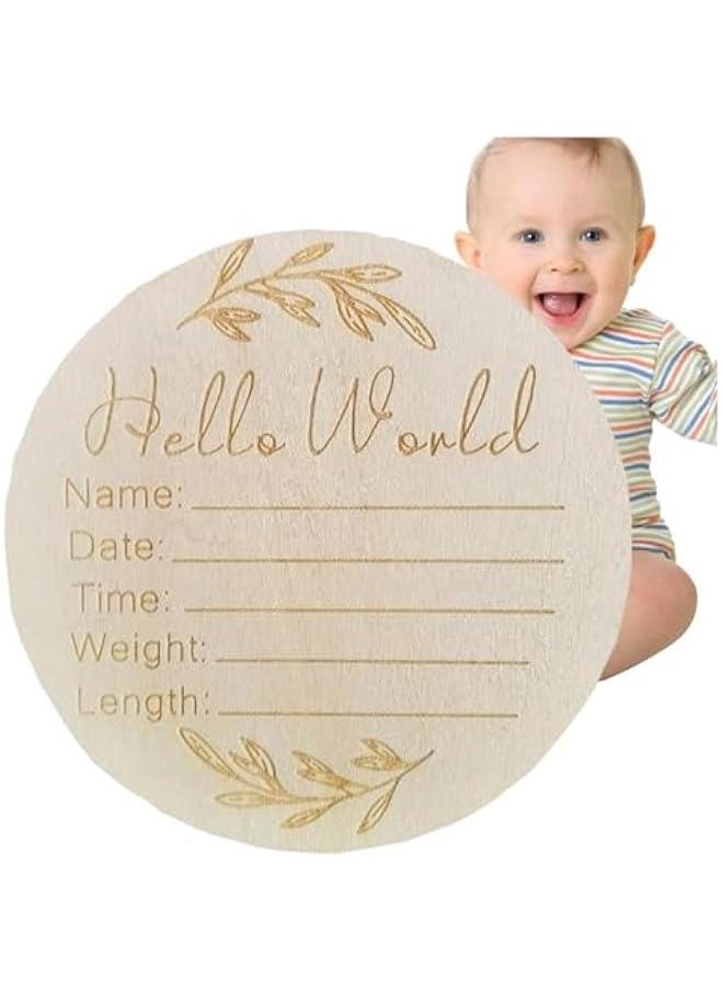 Gonice Wooden Baby Announcement Sign, Newborn Baby Announcement Sign, 5.9 Inch Hello World Newborn Welcome Sign for Baby Shower, Photo Prop, Hospital, Nursery, New Parents (D)  - Image 1