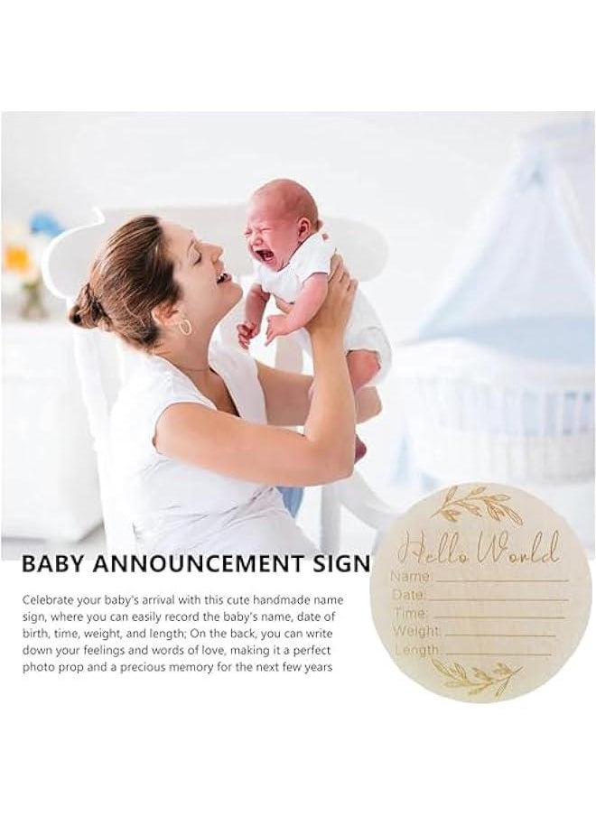 Gonice Wooden Baby Announcement Sign, Newborn Baby Announcement Sign, 5.9 Inch Hello World Newborn Welcome Sign for Baby Shower, Photo Prop, Hospital, Nursery, New Parents (D)  - Image 3