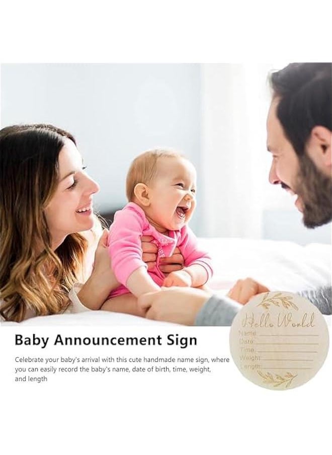 Gonice Wooden Baby Announcement Sign, Newborn Baby Announcement Sign, 5.9 Inch Hello World Newborn Welcome Sign for Baby Shower, Photo Prop, Hospital, Nursery, New Parents (D)  - Image 5