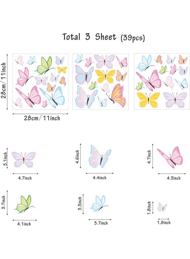 إياسو ملصقات حائط على شكل فراشة ملونة، ملصقات حائط فراشات نابضة بالحياة، ملصقات حائط على شكل فراشة للأطفال لديكور غرفة نوم البنات والحضانة - Image 5