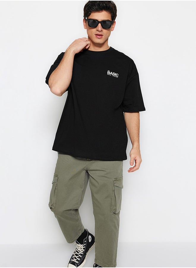 Black Oversize/Wide Cut Text Printed Short Sleeve 100% Cotton T-Shirt TMNSS23TS00263 - pzsku/Z4A047F294D6F7B8FA764Z/45/_/1730941480/acb2a58b-1067-4d62-aff7-7560e45f9cf5