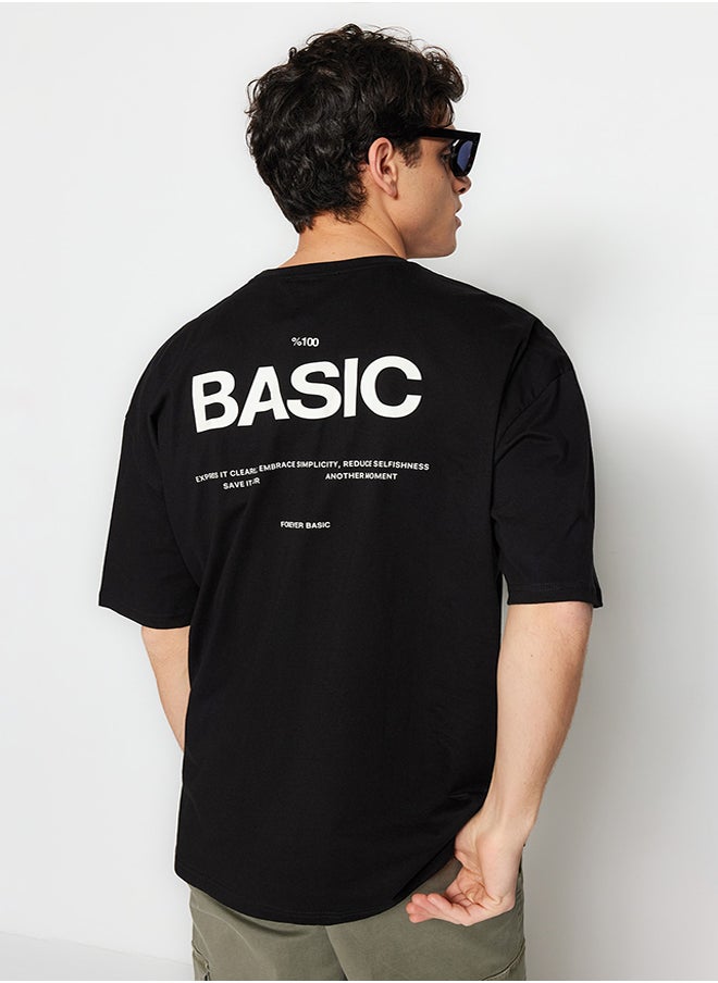 Black Oversize/Wide Cut Text Printed Short Sleeve 100% Cotton T-Shirt TMNSS23TS00263 - pzsku/Z4A047F294D6F7B8FA764Z/45/_/1730941484/06df04cd-b5fd-491d-913c-653a82986638