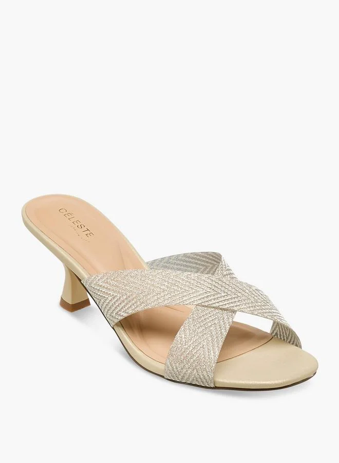 Celeste GOLD Women Cross Strap Heel Sandals for Women | Best Price UAE