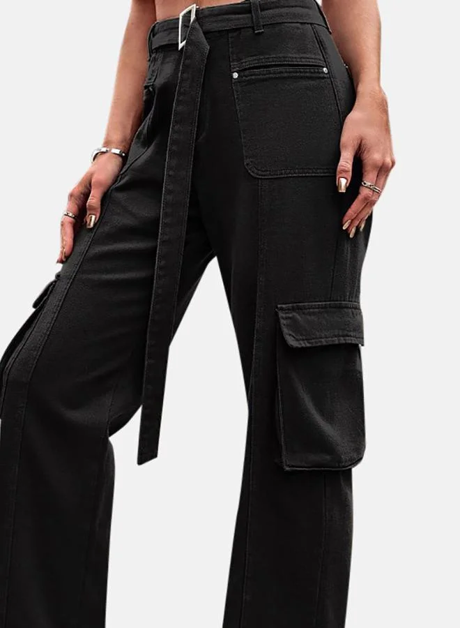 يونيكي Black Denim Cargo Pants