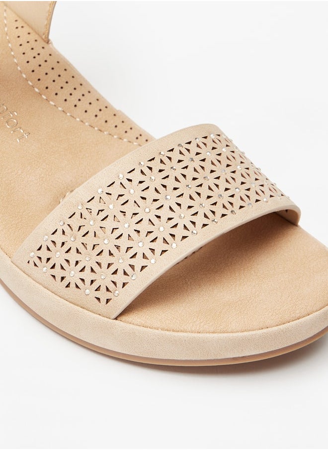 Le Confort - Women's Laser Cut Detail Sandals with Hook and Loop Closure - Image 1