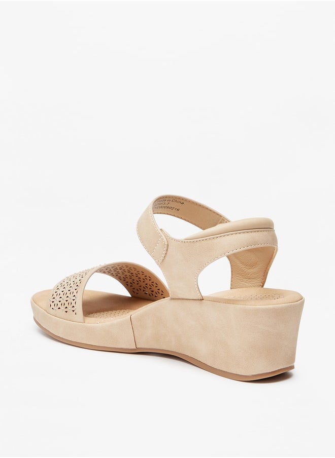 Le Confort - Women's Laser Cut Detail Sandals with Hook and Loop Closure - Image 1