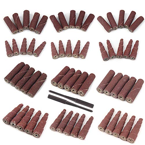 NuoDunco 62Pcs Mini Sanding Cone Engine Porting Assortment Kit Cone Cylinder Shaped 1/4inch Shank Abrasive Sanding Set Sleeve Sandpaper Roll - Image 1