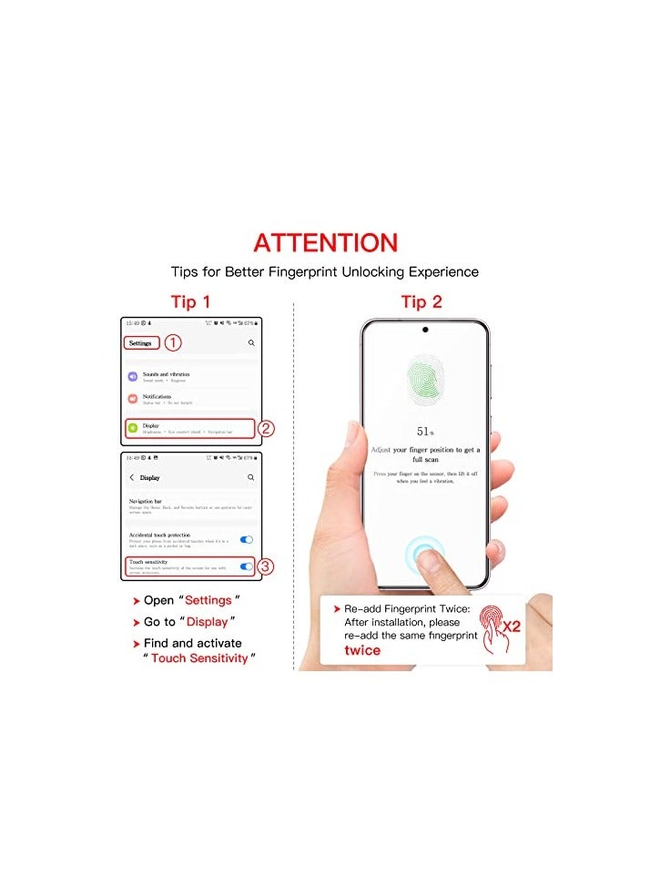 JETech Screen Protector for Samsung Galaxy S23+ / S23 Plus 5G 6.6-Inch with Camera Lens Protector, Tempered Glass Film, Fingerprint ID Compatible, HD Clear, 2-Pack Each - Image 5
