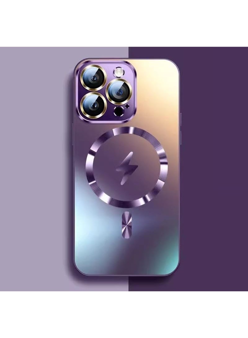 Compatible with Magnetic for iPhone 13 Pro Max Case, Built-in Camera Lens Protector, Compatible with MagSafe, Slim AG Matte Phone Case [Military-Grade Protection] Silicone Cover, Purple - Image 3