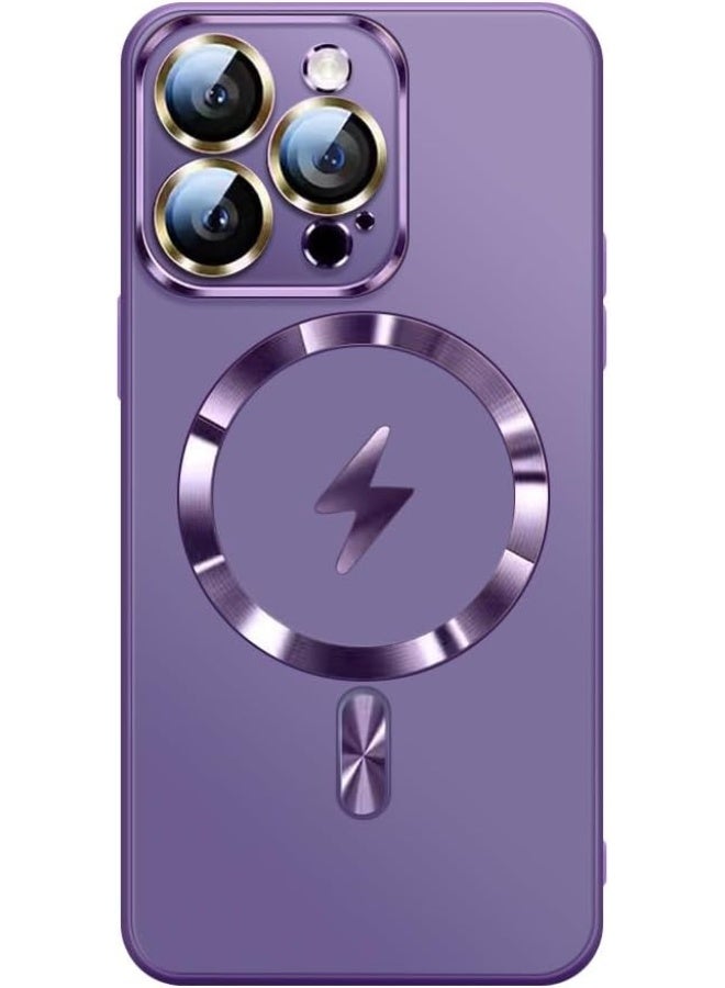 Compatible with Magnetic for iPhone 13 Pro Max Case, Built-in Camera Lens Protector, Compatible with MagSafe, Slim AG Matte Phone Case [Military-Grade Protection] Silicone Cover, Purple - Image 4