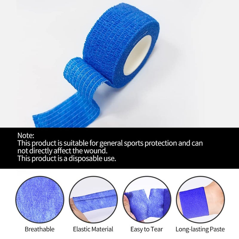 Ruby Q 12pcs Self Adhesive Bandage Wraps, 1in 5 Yards, Multicolor - Image 2