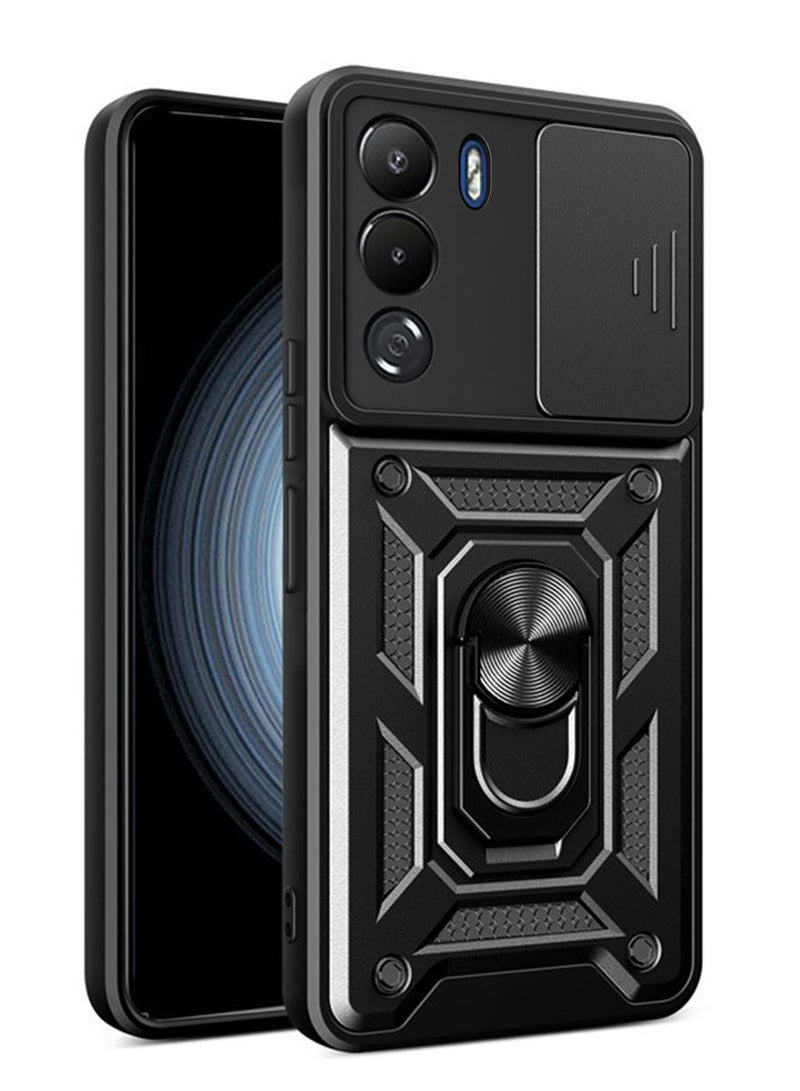 for TECNO Camon 40 Pro 5G Case Cover, Slide Camera Lens Cover, Magnetic Ring Holder Kickstand Protective Phone Case for TECNO Camon 40 Pro 5G, Black.  - Image 1