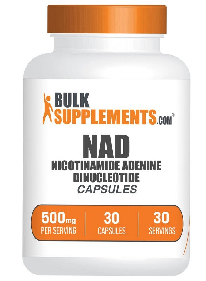 BulkSupplements.com NAD Capsules - Nicotinamide Adenine Dinucleotide, NAD Supplement 500mg - for Energy Support, Pure & Gluten Free, 1 Capsule per Serving, 30 Capsules (Pack of 1) - Image 1