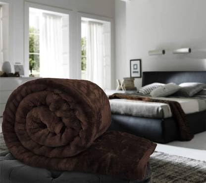 Bezzilish Home Decor Floral Double Mink Blanket for Heavy Winter-229 cm x 229 cm-Coffee Brown - Image 2