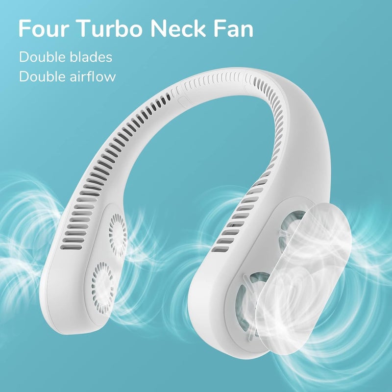 جيسيو لايف مروحة Four Turbo Neck بدون شفرات، محمولة ويمكن استخدامها بدون يد في الهواء الطلق، قابلة للارتداء الشخصي مع بطارية قابلة لإعادة الشحن، قوية وخفيفة الضوضاء، هدايا مناسبة للرجال/الأصدقاء/العائلة - اللون الرمادي - Image 2