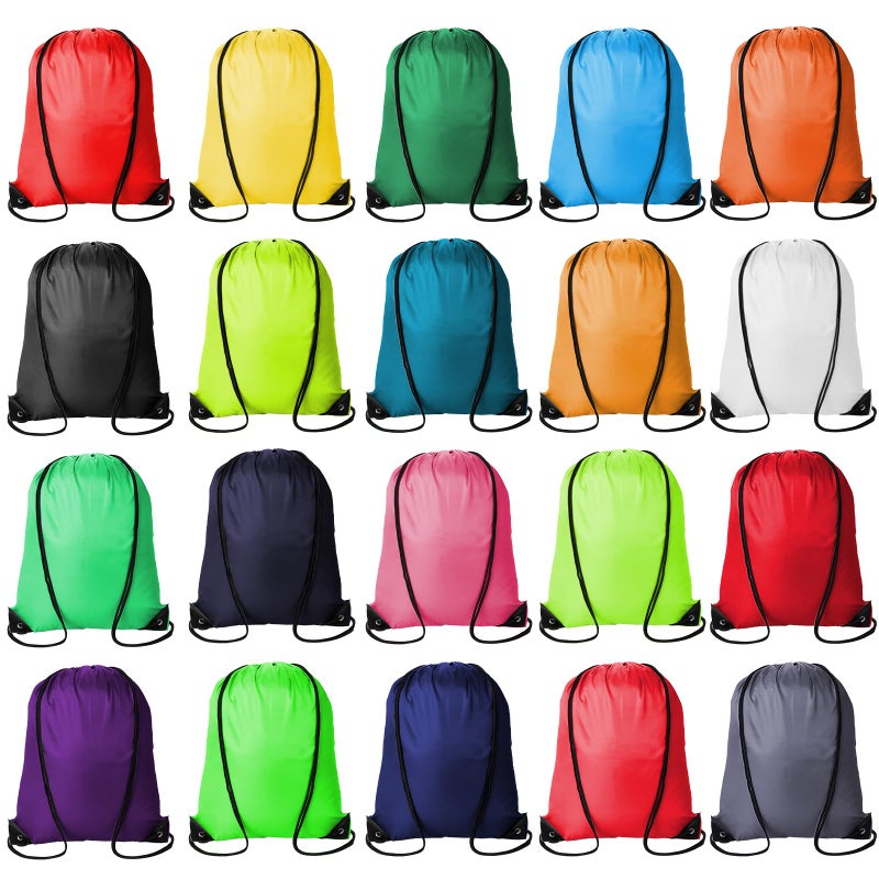 Kuhome 20Pcs Drawstring Backpacks Bulk String Bag Cinch Sack Pack Storage Knapsack Polyester Gift Bags Sports Drawstring Bags for Trip Gym Party Bags(20 Colors) - Image 1