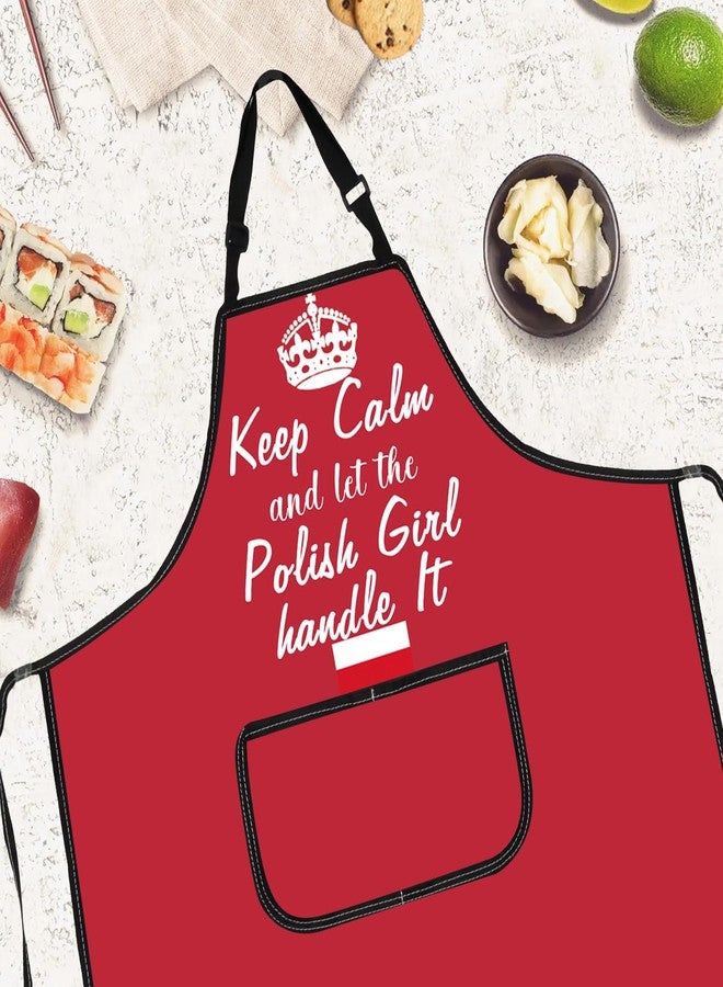 Gzrlyf Keep Calm and Let The Polish Handle It Poland Kitchen Apron Polish Gift Poland Souvenirs Travel Gift Cooking Apron (Polish apron) - Image 2