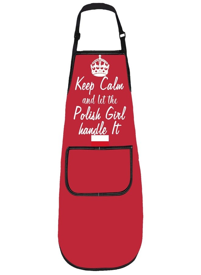 Gzrlyf Keep Calm and Let The Polish Handle It Poland Kitchen Apron Polish Gift Poland Souvenirs Travel Gift Cooking Apron (Polish apron) - Image 1