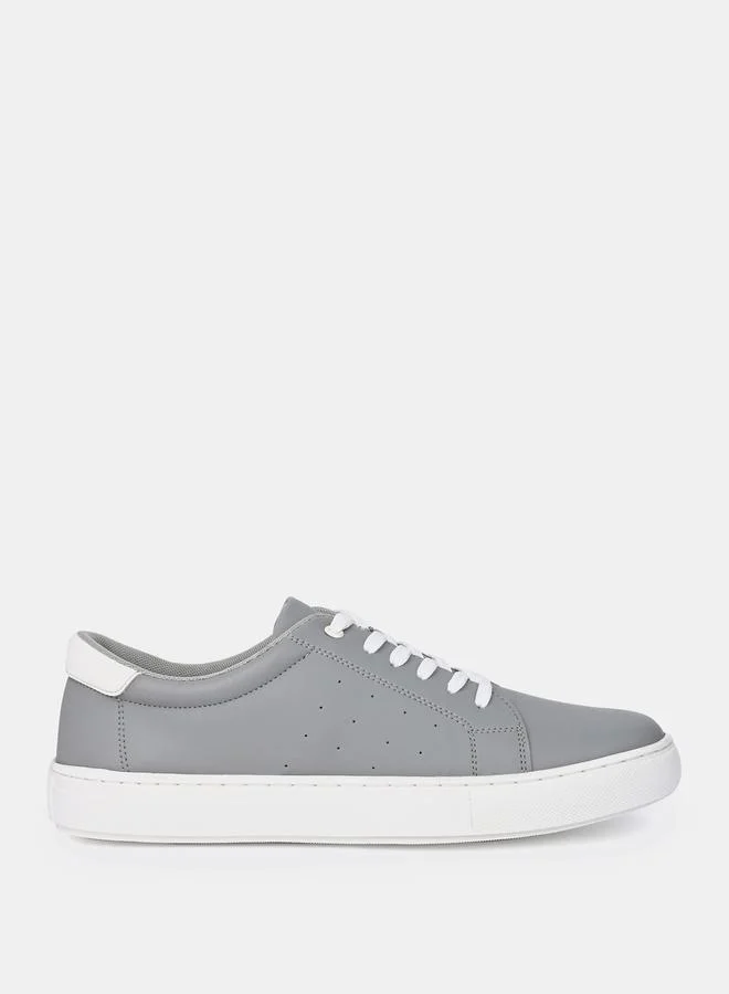 Styli Stitch Detail Low Top Heel Pop Lace Up Sneakers