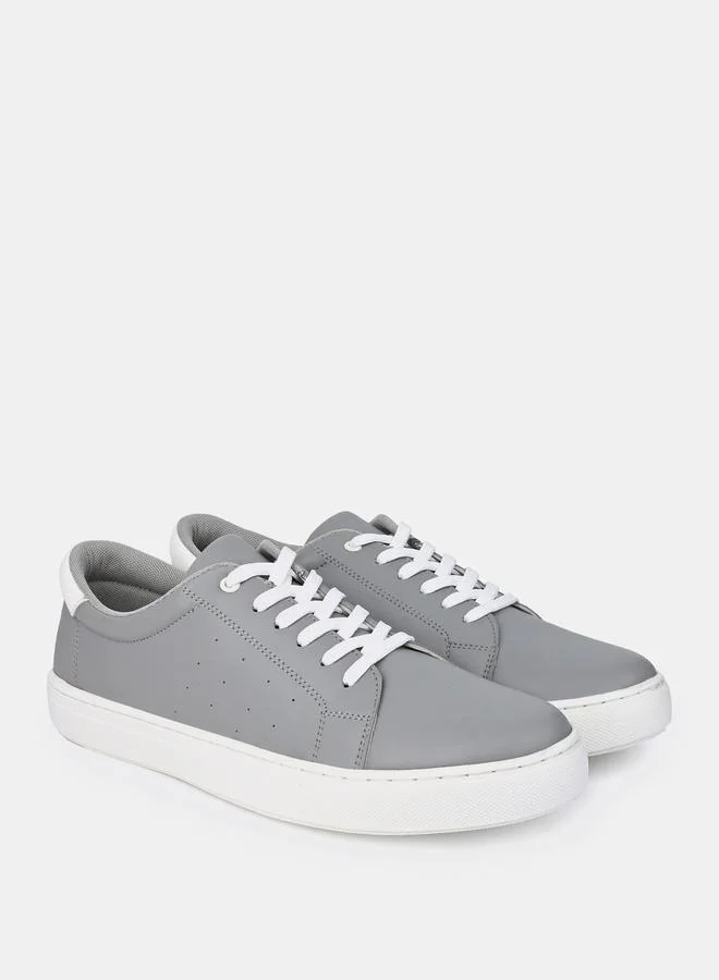 Styli Stitch Detail Low Top Heel Pop Lace Up Sneakers