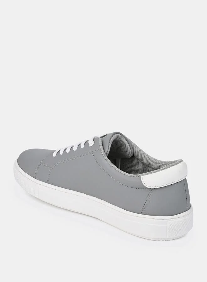 Styli Stitch Detail Low Top Heel Pop Lace Up Sneakers