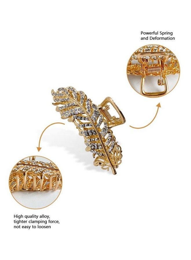 ANNACREATIONS Korean Fashion Style Rhinestone Metal Hair Clutcher Golden Hair Claw Clip Hair Accessories For Women Girls (Pack Of 1) - Image 3