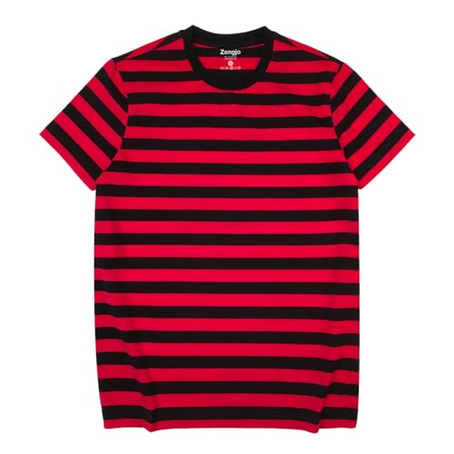Zengjo Red and Black Striped Shirt Men(L,Black&Red WD) - Image 1