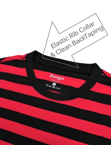 Zengjo Red and Black Striped Shirt Men(L,Black&Red WD) - Image 5