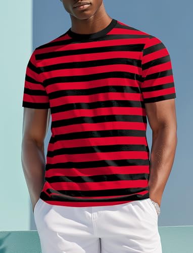 Zengjo Red and Black Striped Shirt Men(L,Black&Red WD) - Image 3