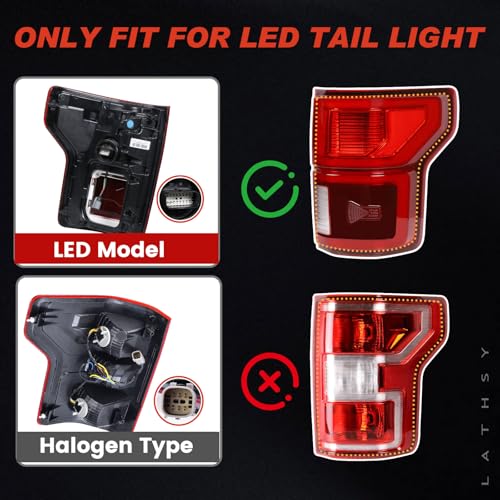 Lathsy LED Tail Light Compatible With Ford F150 F-150 2018 2019 2020 W/Blind Spot Left Driver Side Taillights Taillamps Brakelights Replace Part Number:KL3Z13405B - Image 4