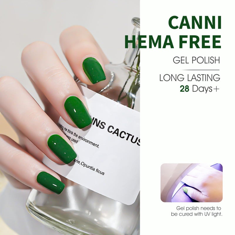 CANNI Dark Green Gel Nail Polish, 1Pcs Emerald Green Gel Polish Color High Gloss Soak Off U V Nail Manicure Salon DIY - Image 3