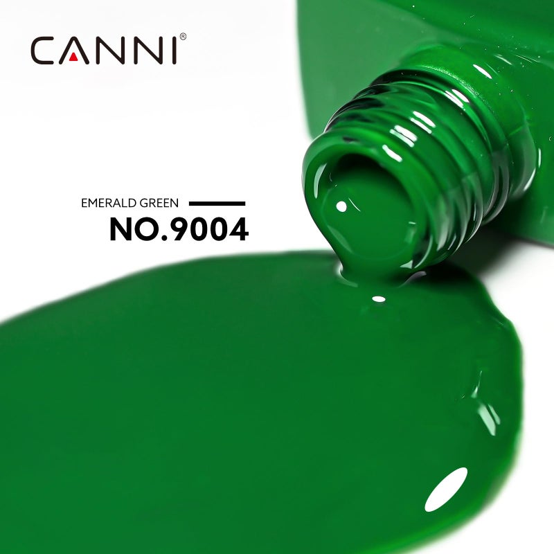 CANNI Dark Green Gel Nail Polish, 1Pcs Emerald Green Gel Polish Color High Gloss Soak Off U V Nail Manicure Salon DIY - Image 2