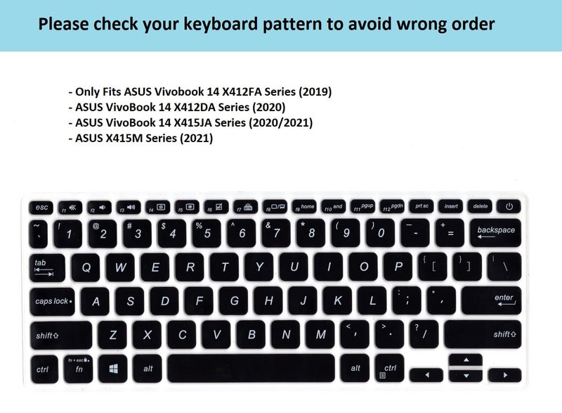 Saco 14 Inch Laptop Keyboard Protector Skin Cover for Asus Vivobook 14 X412FA-EK230T Laptop - Transparent - Image 2