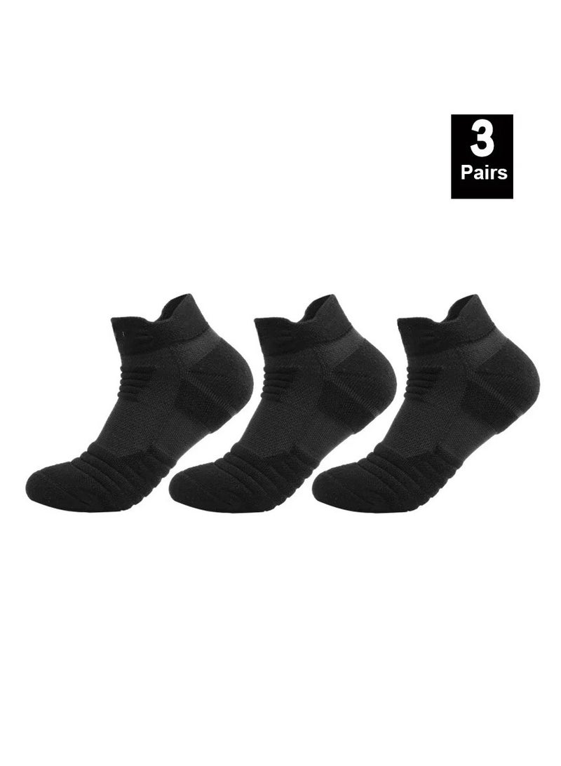 Sports Socks, Breathable Moisture Wicking Socks, Comfortable Washable Soft Athletic Polyester Socks, Durable And Reliable Skin Friendly Foot Wear, (Black, 3 Pairs, Short) - Image 1