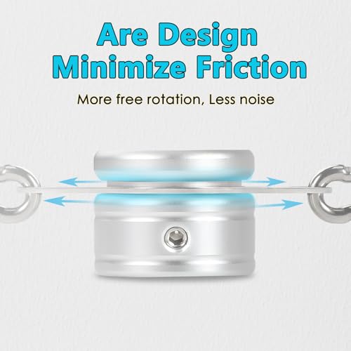 Anovo Flag Pole Rings, Aluminum Alloy Flag Pole Clips Swivels 360° Rotating Anti Wrap Mounting Ring with Carabiner, Flag Pole Kit Parts (Φ:1 Inch -Pack of 2(Silver)) - Image 2