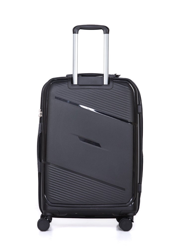 H.T H.T Luggage Bag Set of 3 Pcs, Hard Case Polypropylene (PP) Material, Matching Color Suitcase, 8x360 Degree Spinner Wheels, Expandable Trolley, Telescopic Handle, TSA Lock, SKU HT13405 - Black  - Image 3
