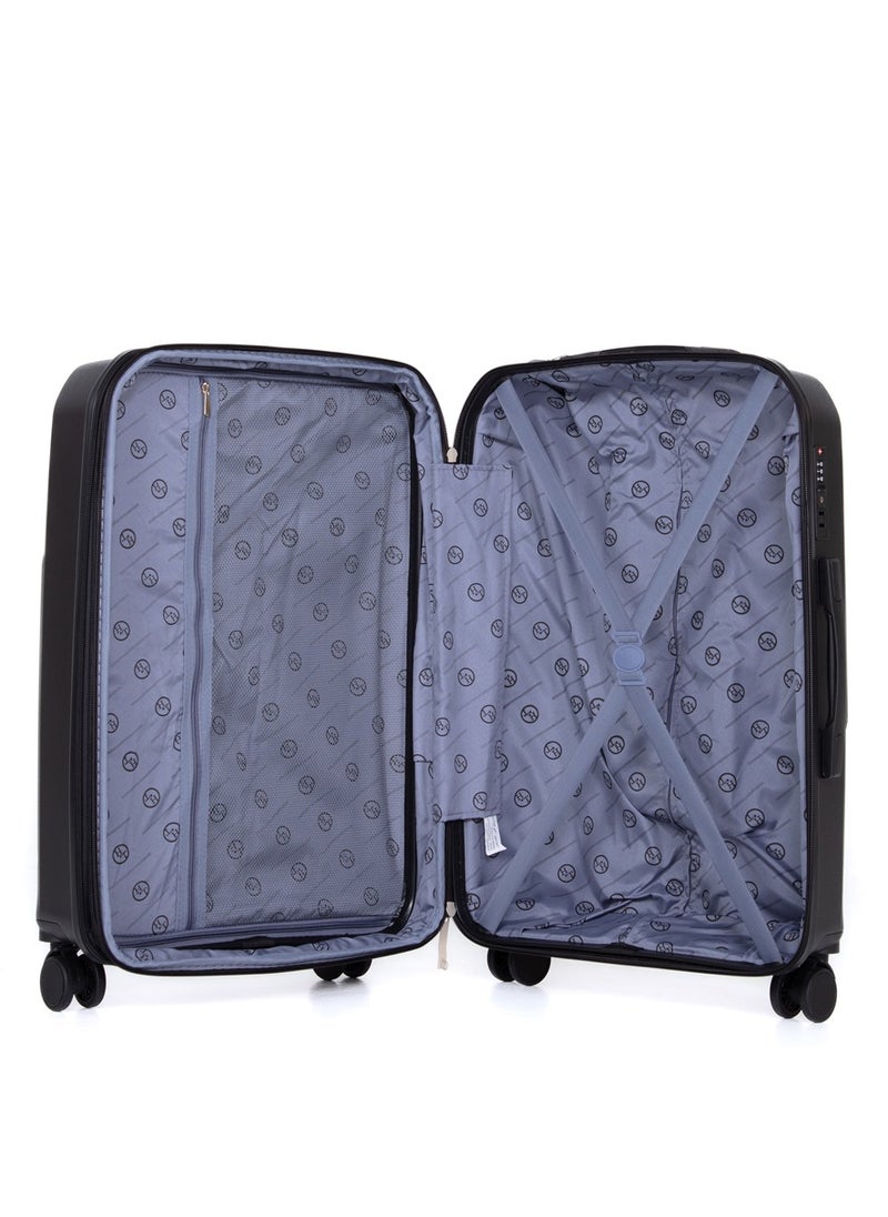H.T H.T Luggage Bag Set of 3 Pcs, Hard Case Polypropylene (PP) Material, Matching Color Suitcase, 8x360 Degree Spinner Wheels, Expandable Trolley, Telescopic Handle, TSA Lock, SKU HT13405 - Black  - Image 4