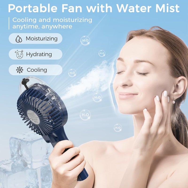 COMLIFE Portable Handheld Misting Fan, 3000mAh Rechargeable Battery Operated, 180° Foldable, Mini Personal Fan with Water Sprayer for Travel, Makeup, Home, Office, Camping, Outdoors - Image 2