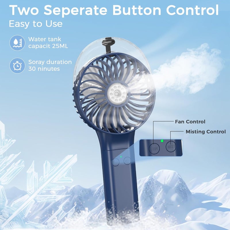 COMLIFE Portable Handheld Misting Fan, 3000mAh Rechargeable Battery Operated, 180° Foldable, Mini Personal Fan with Water Sprayer for Travel, Makeup, Home, Office, Camping, Outdoors - Image 4