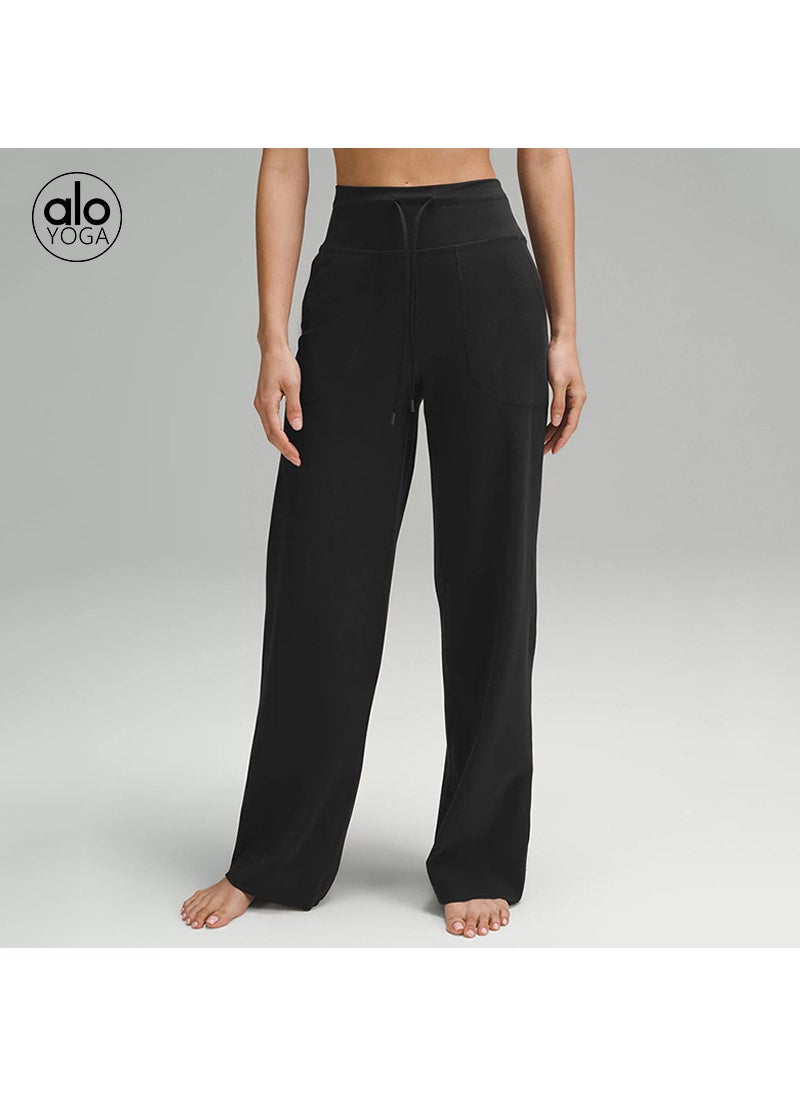 Generic - ALO Yoga Womens Spring Summer Loose Breathable Athletic Pants Black - Image 1