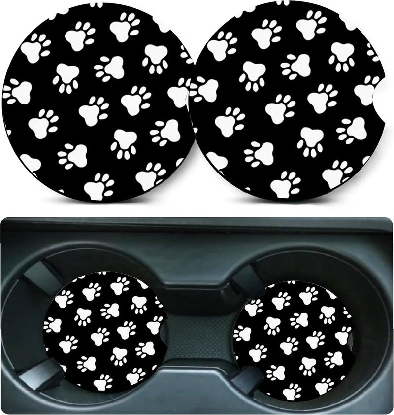 Ldntly Car Coasters for Cup Holders,2 Pack Dog Paw Car Cup Holder Coasters,2.75" Universal Size Anti Slip Rubber Mat,Automotive Cup Holder Decal Decor,Dog Gifts for Dog Lovers for Women,Men,Mom - Image 1