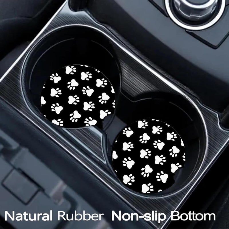Ldntly Car Coasters for Cup Holders,2 Pack Dog Paw Car Cup Holder Coasters,2.75" Universal Size Anti Slip Rubber Mat,Automotive Cup Holder Decal Decor,Dog Gifts for Dog Lovers for Women,Men,Mom - Image 2