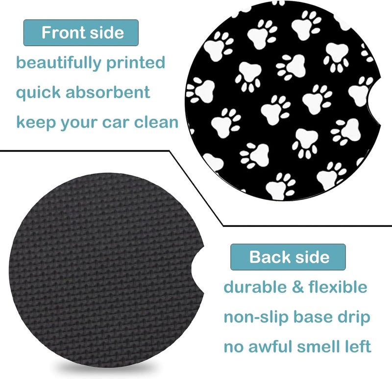 Ldntly Car Coasters for Cup Holders,2 Pack Dog Paw Car Cup Holder Coasters,2.75" Universal Size Anti Slip Rubber Mat,Automotive Cup Holder Decal Decor,Dog Gifts for Dog Lovers for Women,Men,Mom - Image 3