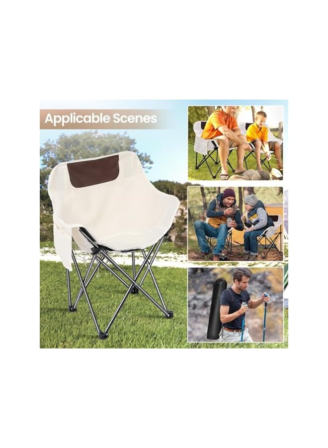PROMASS Camping Chairs, Folding Chair For Beach Patio Outdoor Lawn Floor, Comfy Ergonomic Portable Lounge Chairs, Heavy Duty Support Moon Chair With Carry Bag, Beige - Image 5