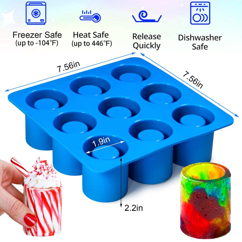 Sidosir Shot Glass Candy Mold Silicone, 9-Cavity Round Silicone Molds for Fat Bombs, Chocolate, Shot Glass Ice Molds for Freezer - Image 2